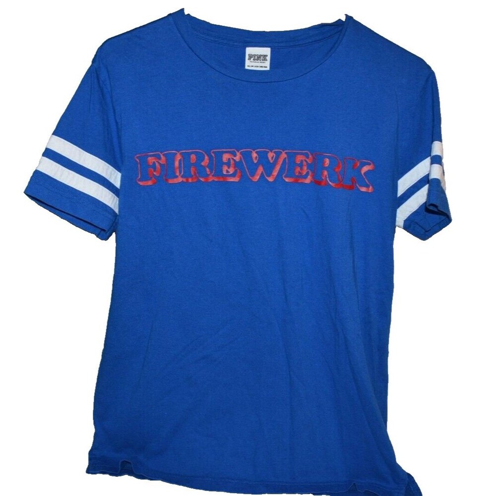 Pink Victorias Secret XS FIREWERK Football Style T Shirt‎ Firework 4th of July